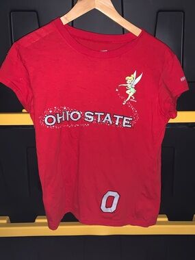 Disney Red Ohio State Tinker Bell Short Sleeve Tee